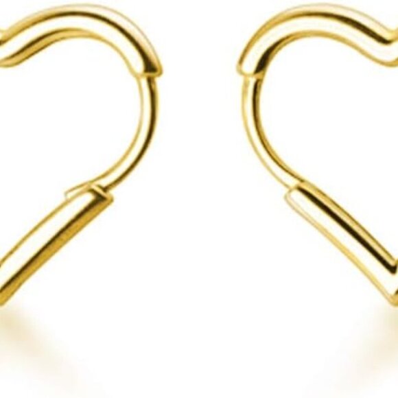 Solid 925 Sterling Silver 1.6CM Heart Hoop Earrings for Women Teens Minimalist H - Picture 1 of 7